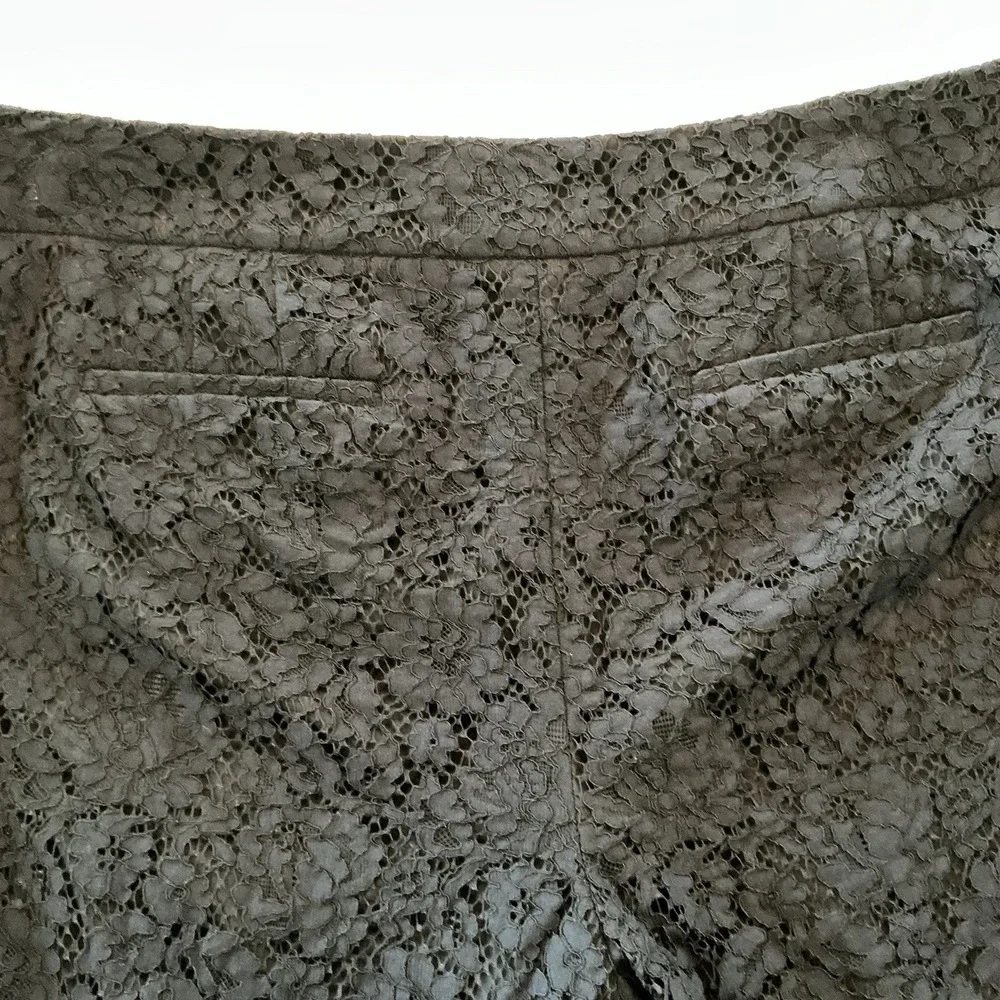 Talbots Lace Scalloped Hem Ankle Pants Womens 16 Black High Rise Straight 38x27 - Picture 4 of 11
